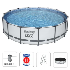 Bestway piscină steel pro max 457х107 cm, 14970 l, cadru metalic