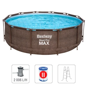 Bestway piscina steel pro max rotang 366x100cm, 9150l, carcas metal