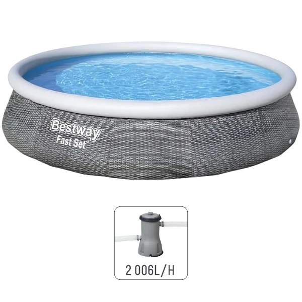 Bestway надувной бассейн fast set с фильтрующим насосом, 396х84 см, 7340 л 8
