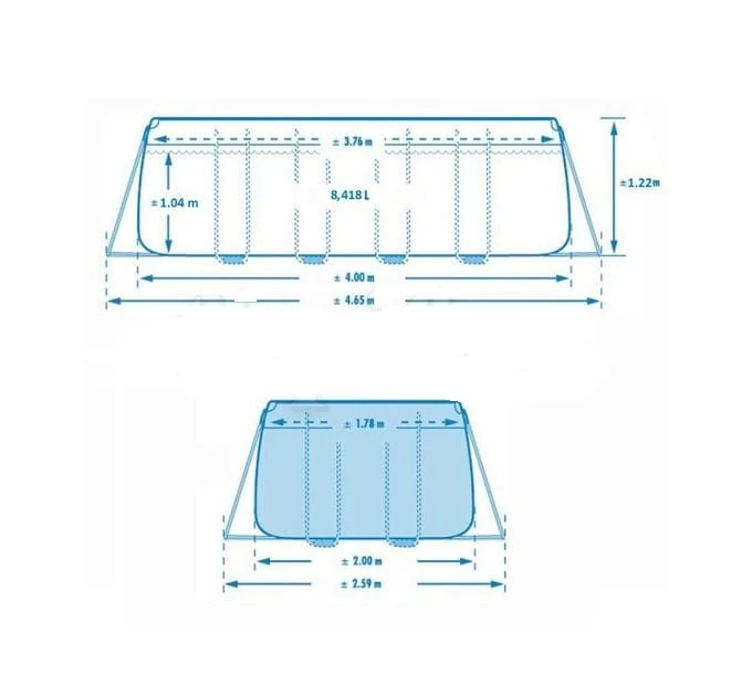 Intex piscină prism frame rectangular 400x200x122cm, 8418l, cadru metalic 4