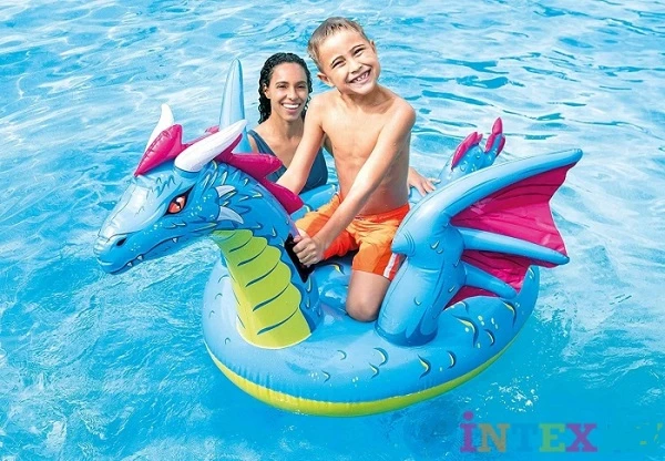Intex надувной матрас-плот “дракон” с ручками, 201х191 см, до 40 кг, 3+ 2