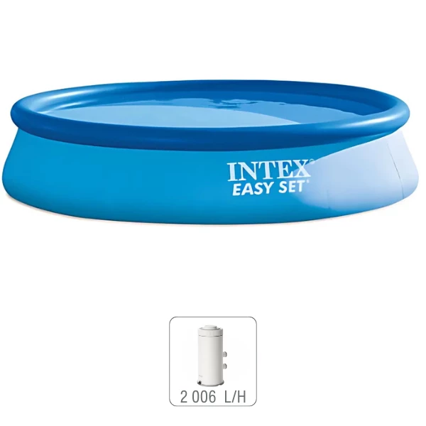 Intex надувной бассейн easy set с фильтрующим насосом 396×84 см, 7290 л 2
