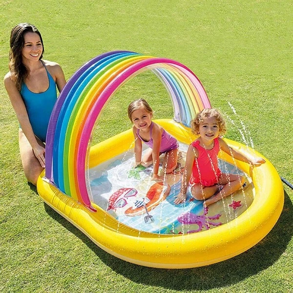 Intex piscină gonflabilă pentru copii cu baldachin și jeturi de apă 147x130x86 cm, 84 l, 2+ 2