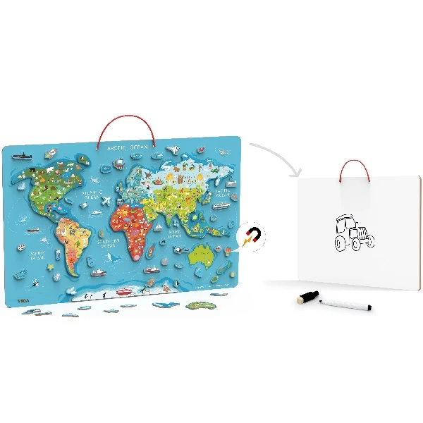 Puzzle și tablă magnetică „harta lumii” 2