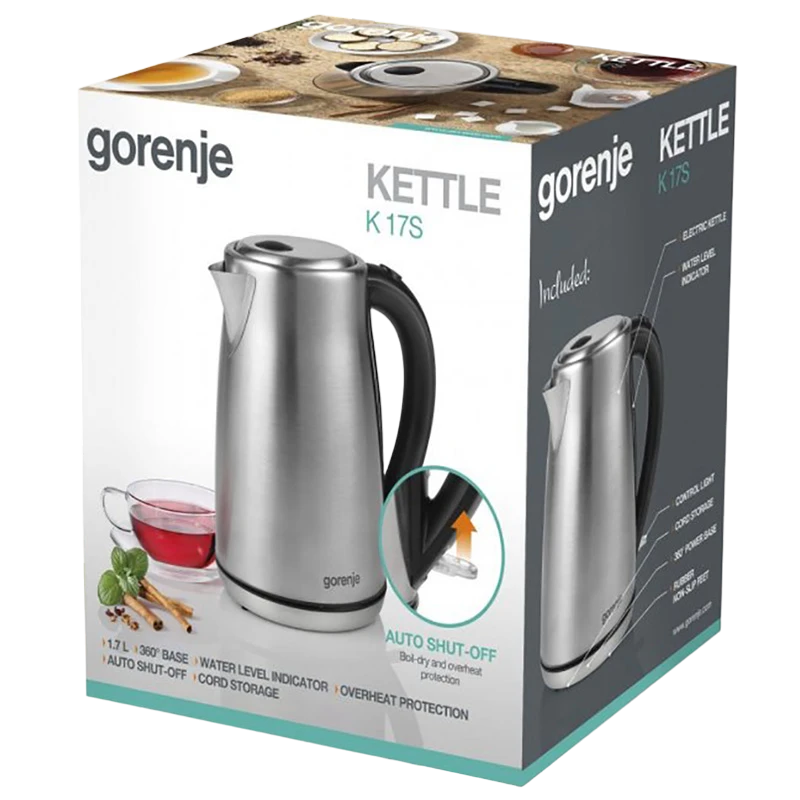 Fierbător electric gorenje k17s, oțel inoxidabil 3