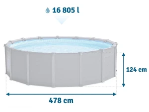 Intex piscină graphite gray panel 478х124cm, 16805l, cadru metalic Thumbnail 7