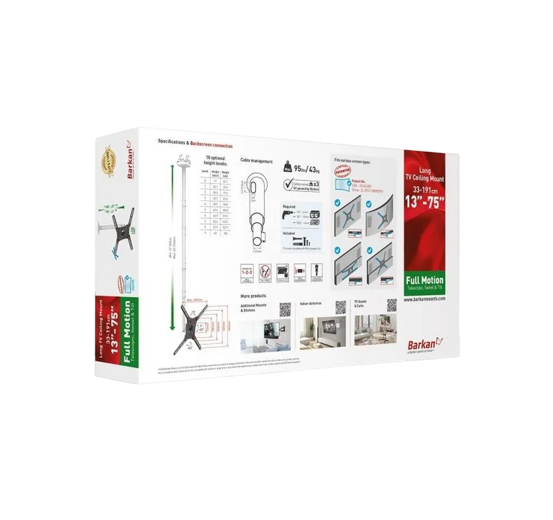 Потолочный кронштейн для телевизора barkan 4500l, чёрный 9