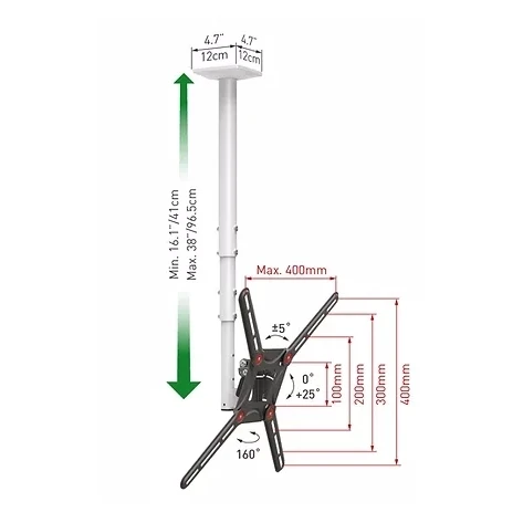 Suport tv tavan full-motion barkan 3500, alb 10