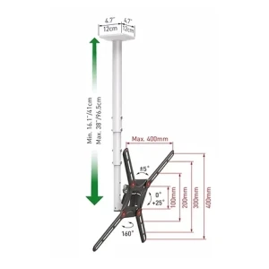 Suport tv tavan full-motion barkan 3500, alb Thumbnail 10