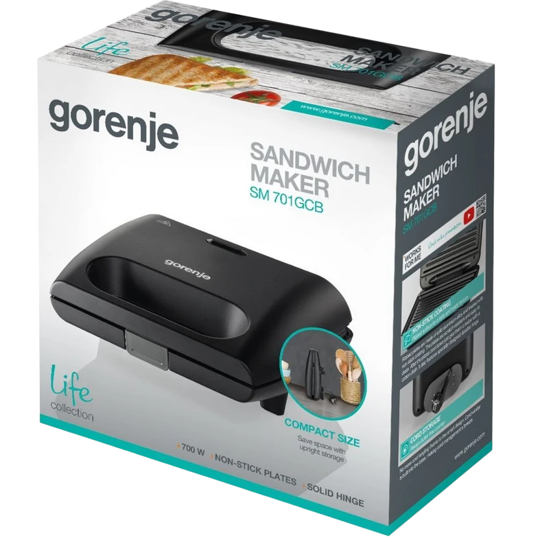 Сэндвичница gorenje sm701gcb, чёрный 7