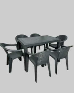 SET MOBILIER GRADINA: MASA (150×90) + 6 SCAUNE