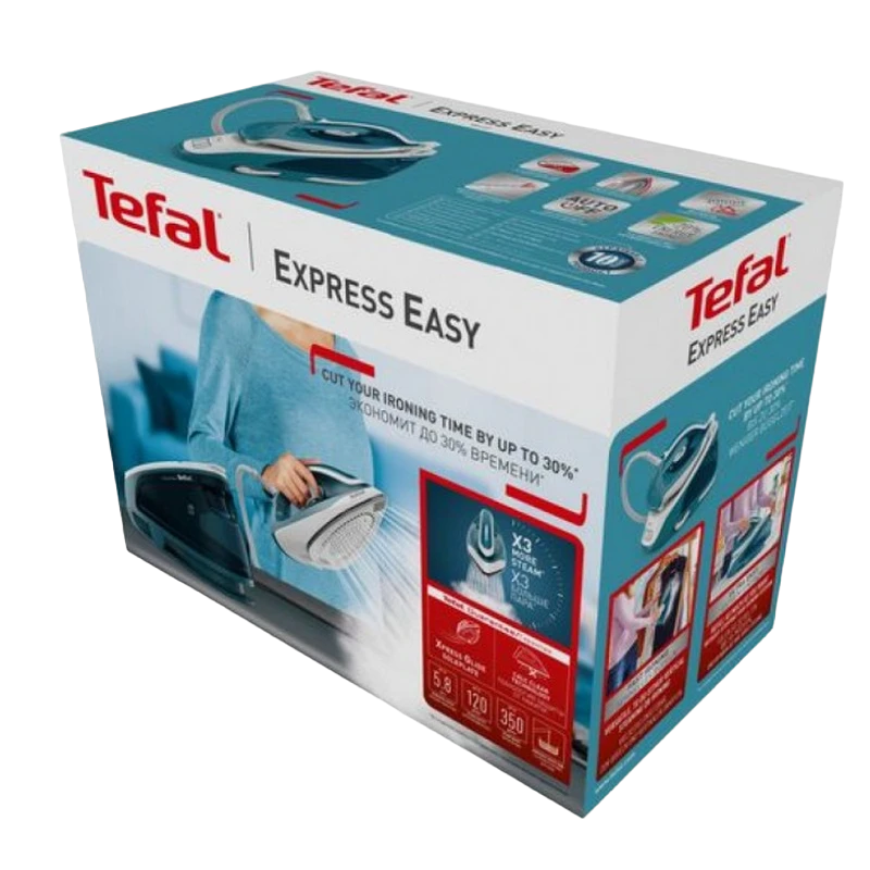 Fier de călcat cu generator de abur tefal sv6131e0, 2200w, albastru deschis 15