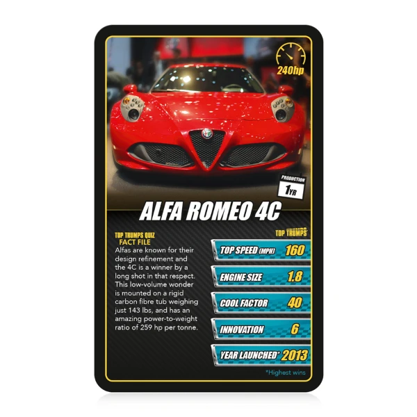 Joc de masă top trumps "mașini sport" (en) 5