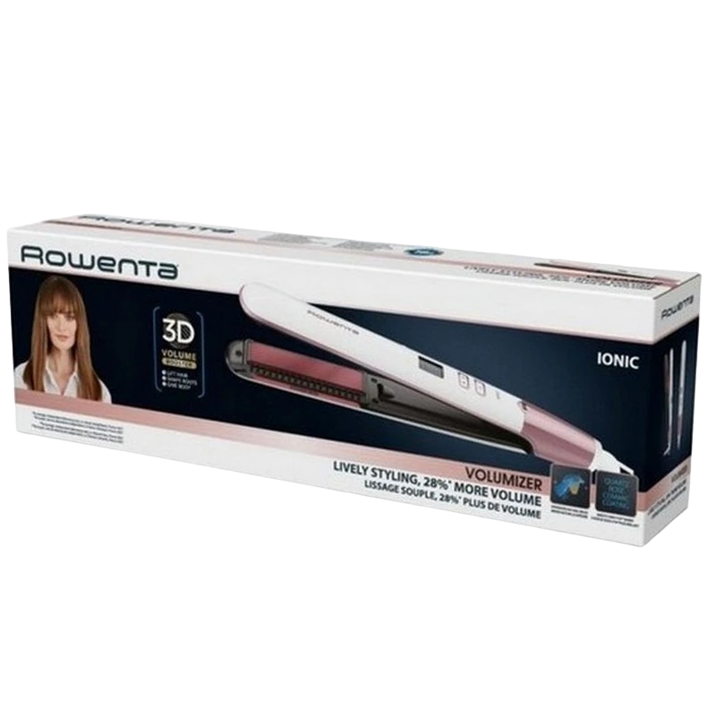 Placă de îndreptat părul rowenta volumizer sf4655f0, alb | roz 5