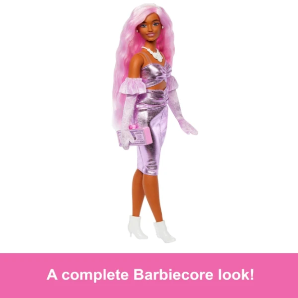 Кукла barbie "модница в глянцевом розовом платье" 6