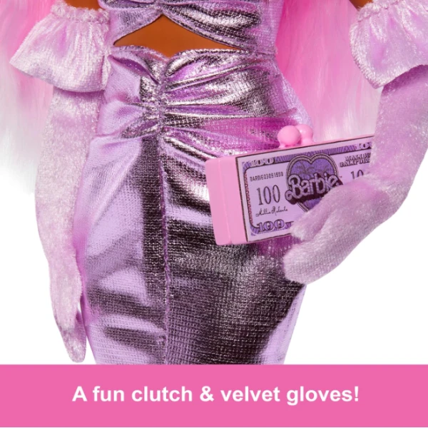 Кукла barbie "модница в глянцевом розовом платье" 5