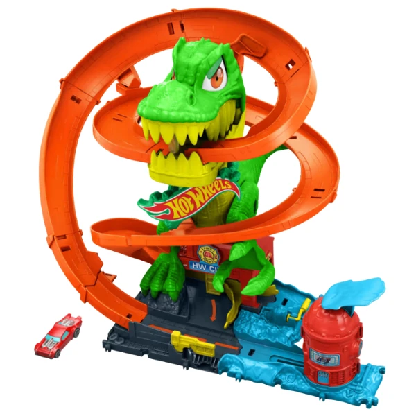 Игровой набор hot wheels city: атака огненного ти-рекса 2