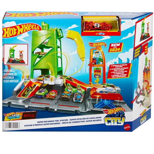 Игровой набор hot wheels "заправочная станция super recharge" 3