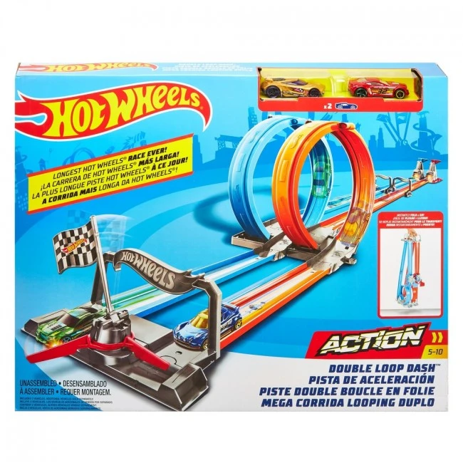 Hot wheels портативный трек "двойная петля" 8