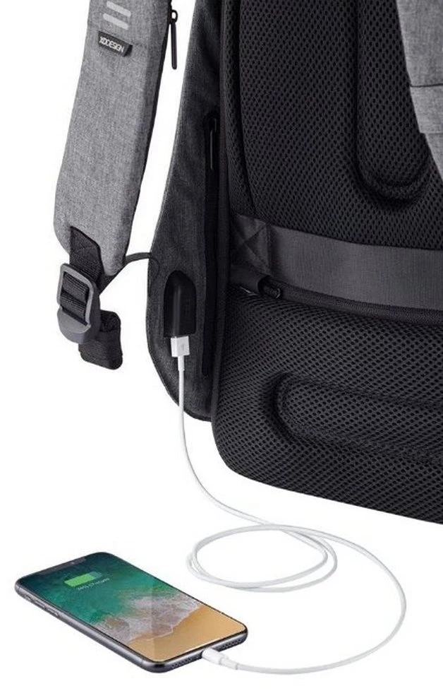 Rucsac pentru laptop bobby hero regular, 15.6", piele artificială, gri 3