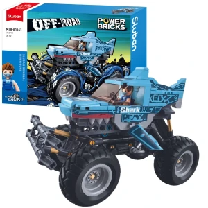 Set de construcție „monster truck - rechinul albastru”, cu inerție, 273 elem.