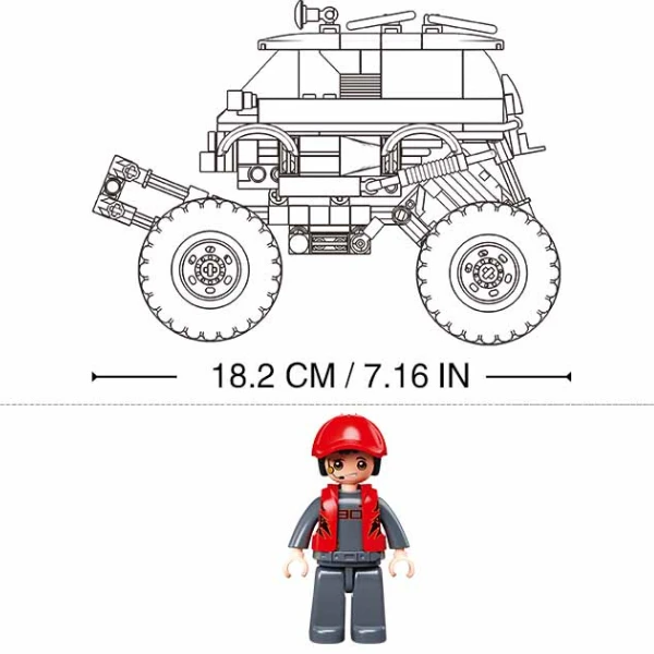 Set de construcție „monster truck roșu”, cu inerție, 261 elem. 3