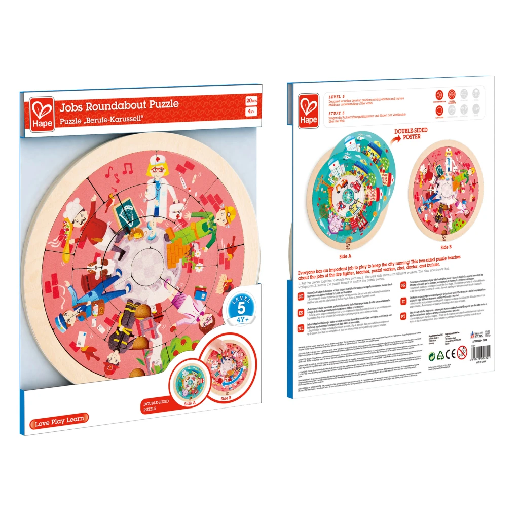Puzzle rotund cu doua fete și meserii 6