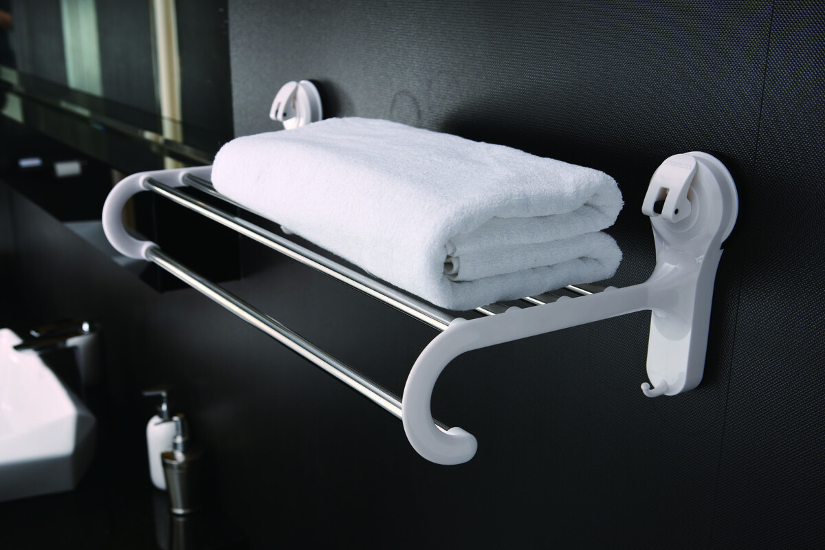 Poliță pentru prosoape, chrome cu ventuze albe 60 cm d 2