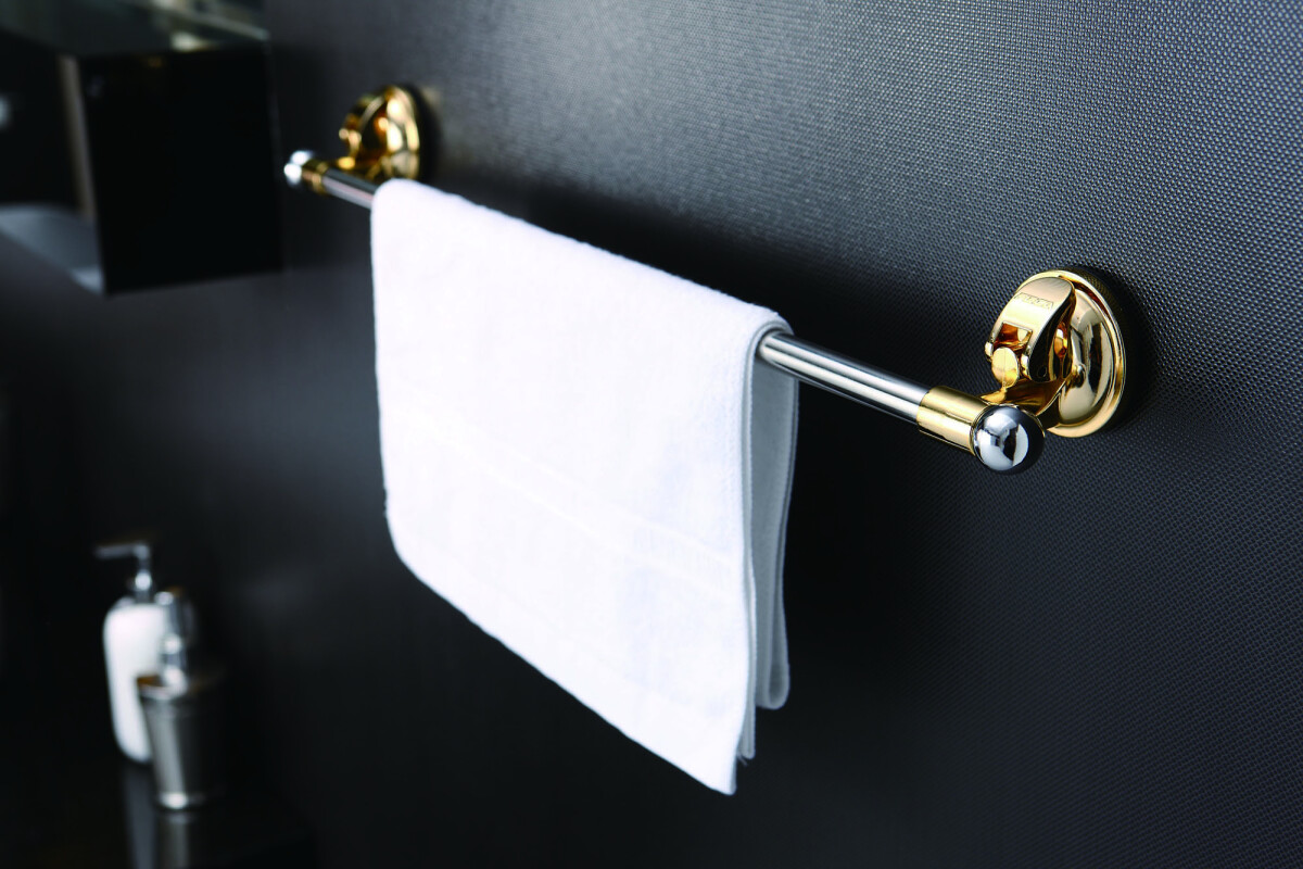 Suport pentru prosoape, chrome cu ventuze aurii 60 cm e11 2