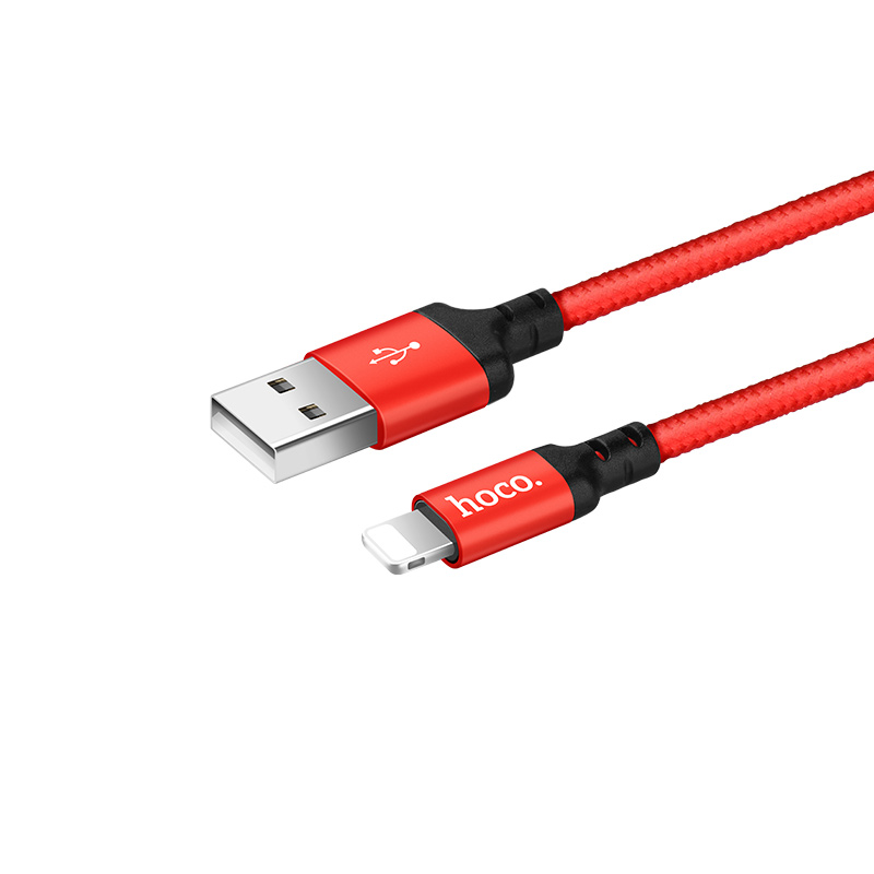 Hoco x14 times speed lightning кабель для зарядки,(длина 1 м) красный and черный 2