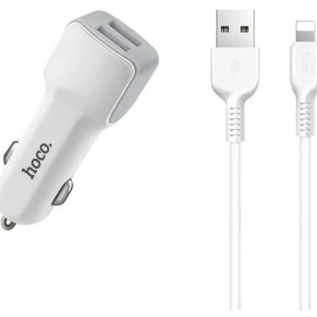 Hoco z23 grand style — încărcător auto cu două porturi usb + cablu inclus 2