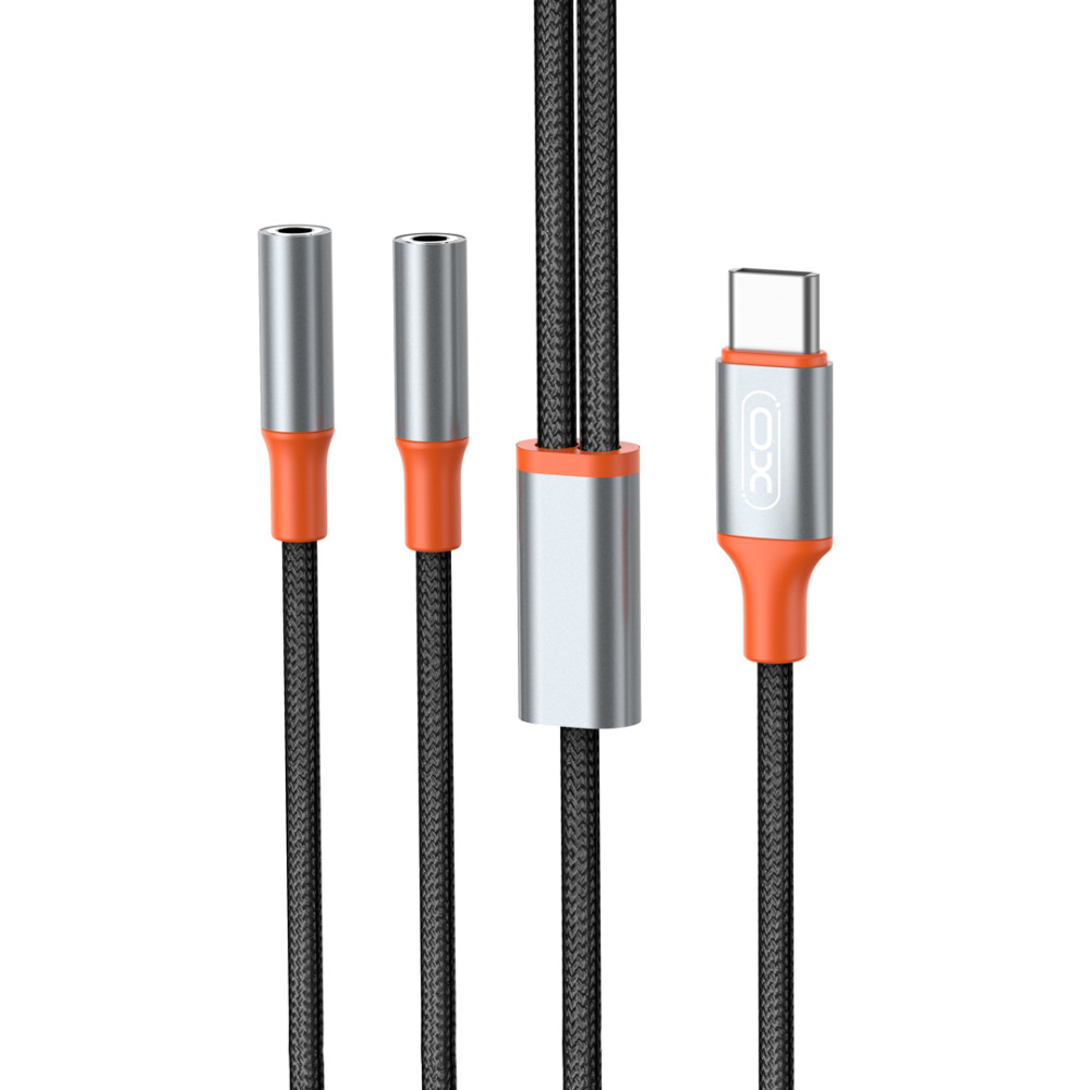 Xo nb-r269b соединительный кабель type-c к двум гнездам 3,5 мм, 1,2 м, черный 2