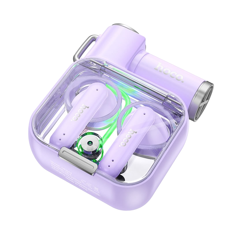 Căști bluetooth hoco des43 core transparente, violet 2