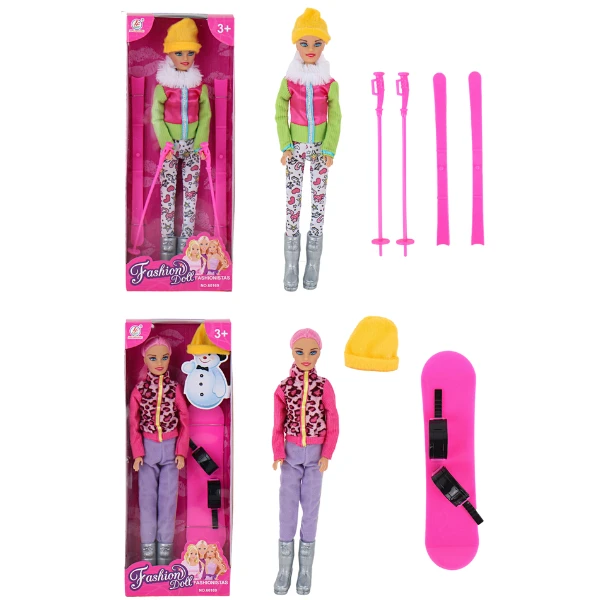 Păpușă în costum de ski, cu accesorii, 29 cm, 4 modele 4