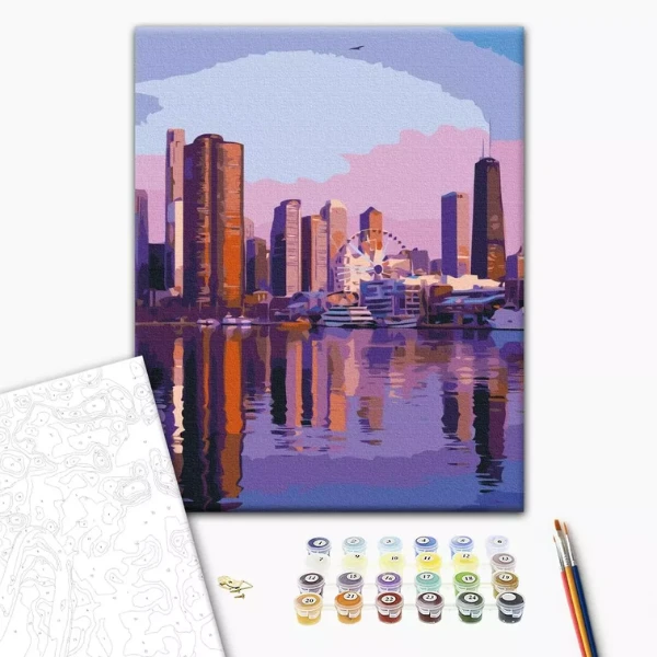Pictură pe numere 30*40 сm (fără cutie) – metropolis în zori 2