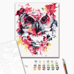 Pictură pe numere 30*40 сm (fără cutie) – bufniță în culori Thumbnail 2