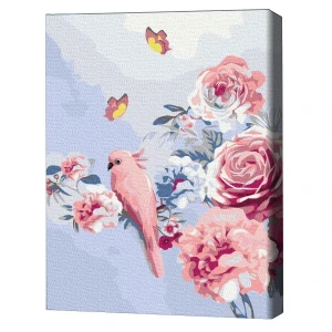 Pictură pe numere 30*40 сm (fără cutie) – papagal în flori