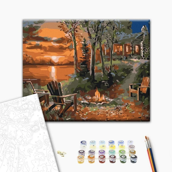 Pictură pe numere 30*40 сm (fără cutie) – casa de lângă lac 2