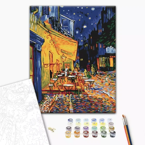 Pictură pe numere 30*40 сm (fără cutie) – cafeneaua de noapte din arles – vincent van gogh 2
