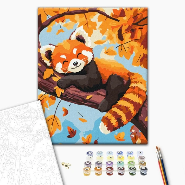 Pictură pe numere 30*40 сm (fără cutie) – panda roșu 2
