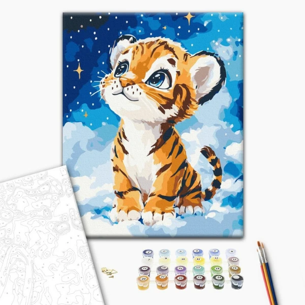 Pictură pe numere 30*40 сm (fără cutie) – un pui de tigru visător 2