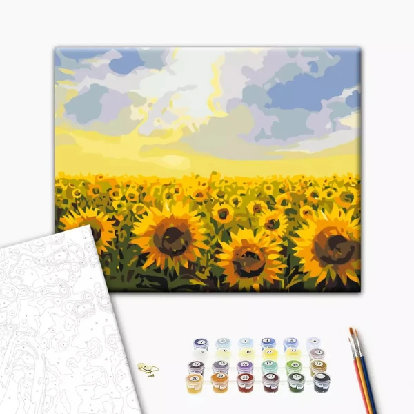 Pictură pe numere 30*40 сm (fără cutie) – câmp de floarea-soarelui 2