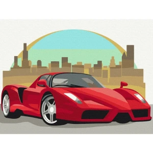 Pictură pe numere 30*40 сm (fără cutie) – mașină roșie Thumbnail 3