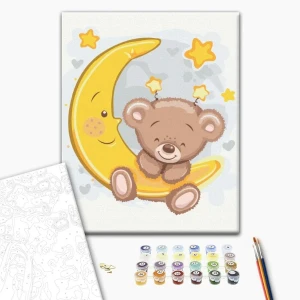 Pictură pe numere 30*40 сm (fără cutie) – ursulețul pe lună Thumbnail 2