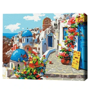 Pictură pe numere 30*40 сm (fără cutie) – vara în santorini