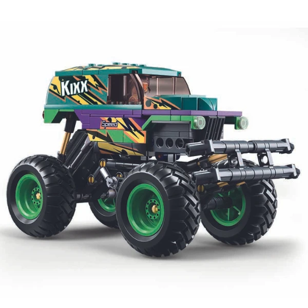 Set de construcție „monster truck verde-mov”, cu inerție, 252 elem. 4