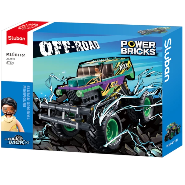 Set de construcție „monster truck verde-mov”, cu inerție, 252 elem. 7