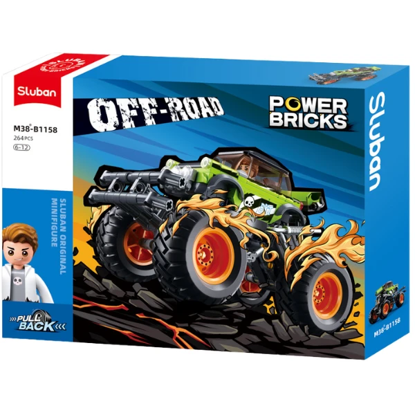 Set de construcție „monster truck verde”, cu inerție, 264 elem. 7