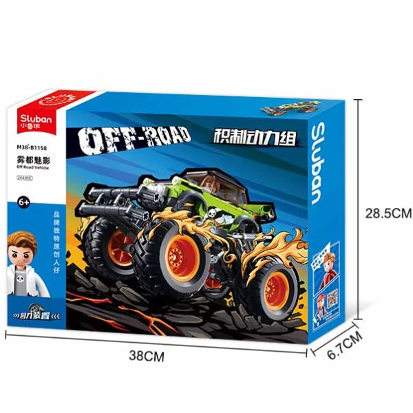 Set de construcție „monster truck verde”, cu inerție, 264 elem. 6