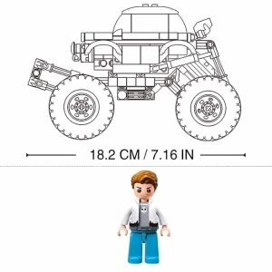 Set de construcție „monster truck verde”, cu inerție, 264 elem. Thumbnail 3